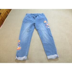Slimsation Womens Pants Medium Embroidered Floral Pullon Jeggings